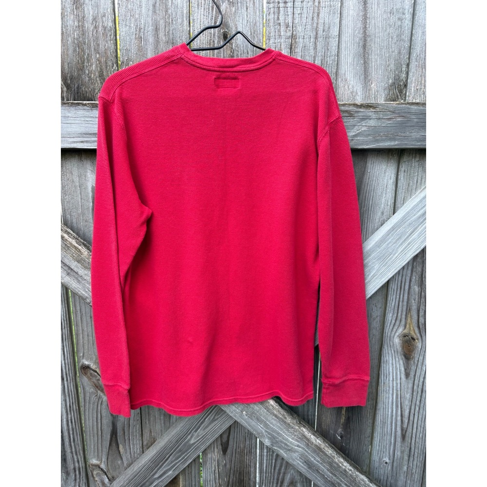 Polo Ralph Lauren Mens XL Red Waffle Knit Thermal Long Sleeve Crewneck Shirt - Picture 3 of 5